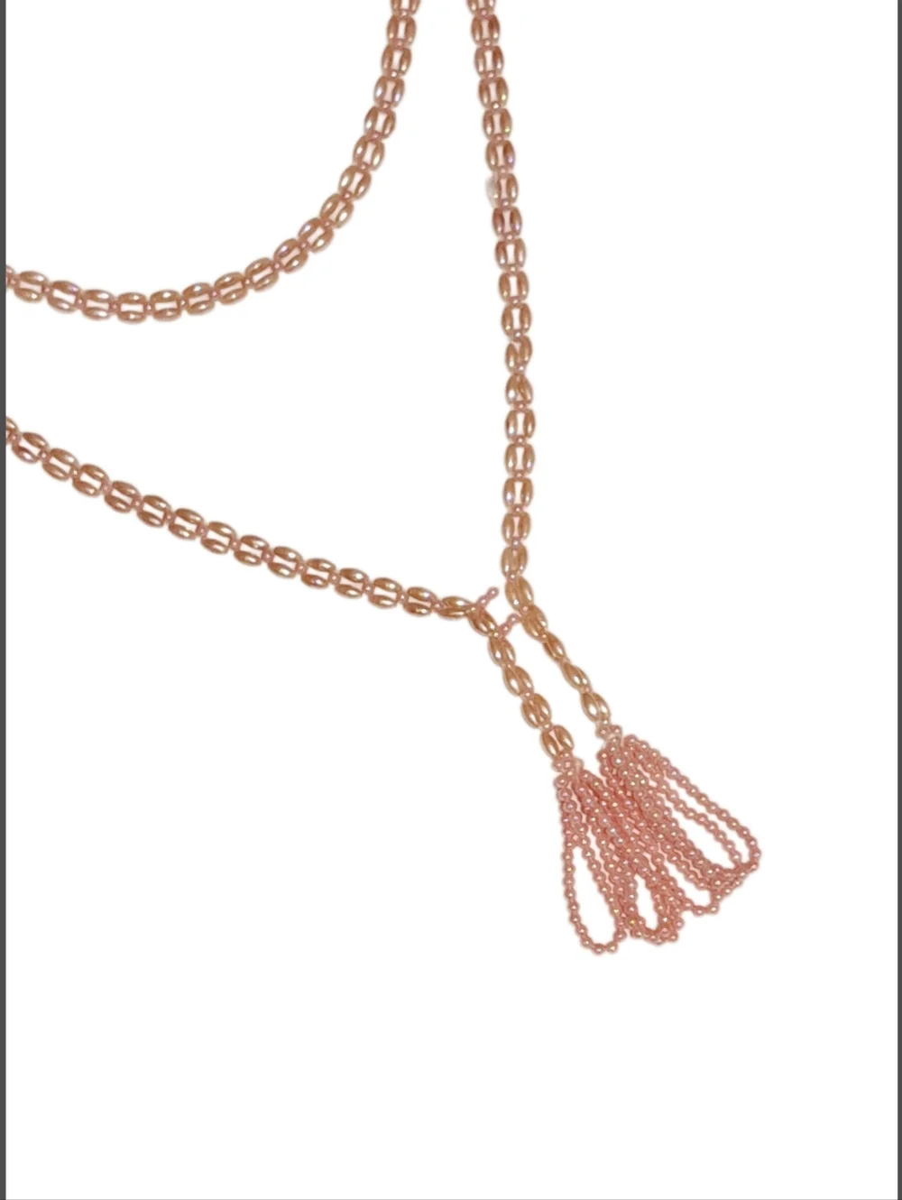 Iradescent Pink Beaded Infinity Necklace